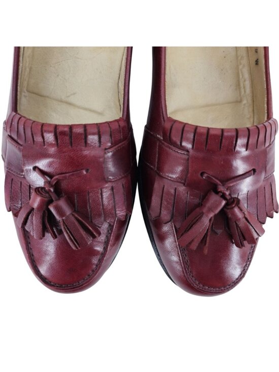 Vintage Bragano Cole Haan Burgundy Leather Dress Shoes Men 9W Tassel Loafer Ital main image 9